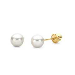 Aros Perlas Oro 18 kilates 5 mm