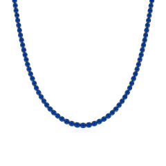 Gargantilla Tenis color Azul Zafiro en Plata Dorada - comprar online