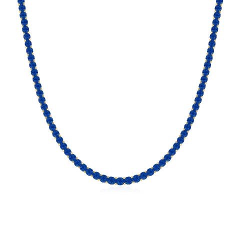 Gargantilla Tenis color Azul Zafiro en Plata Dorada - comprar online