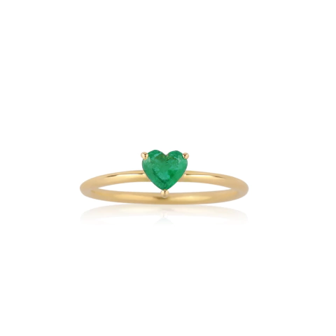 Anillo Corazon Verde Esmeralda 925 Dorada