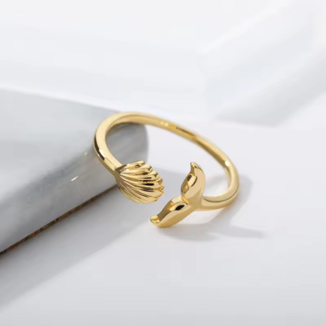 Anillo Ajustable Sirena Acero Dorado thumbnail 2