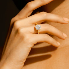 Anillo de Compromiso Brillante Pavé en Plata 925 Dorada - tienda online