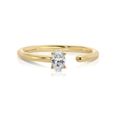 Anillo Minimalista Abierto Oval en Plata 925 Dorada