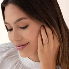 Anillo de Compromiso Solitario Pavé en Plata 925 Dorada - comprar online