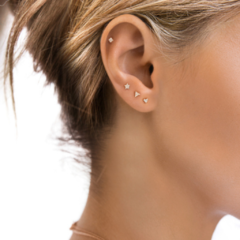 Aros Corazon Diamante Plata Rosa 925 - comprar online