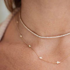 Gargantilla Tenis al Cuello Regulable en Plata 925 Dorada - Il Gioiello 