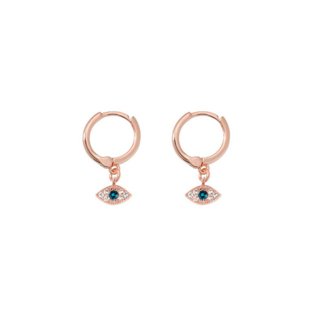 Argollitas Ojito Protector Plata Rosa 925 thumbnail 2