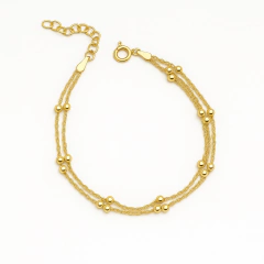 Pulsera Triple de Bolitas en Plata Dorada en internet