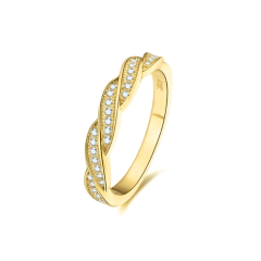 Anillo Trenzado Pavé en Plata 925 Dorada - comprar online