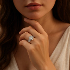 Anillo Halo Brillante con Triple Banda Dividida Plata 925 - comprar online