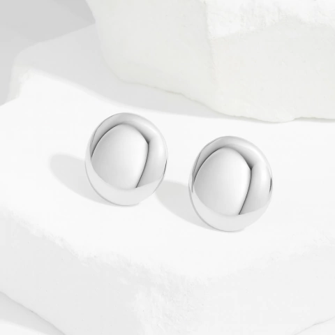 Aros Petite Boton Lady Di Acero Blanco - comprar online