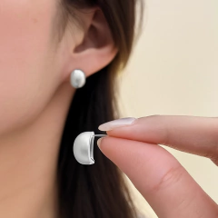 Aros Petite Boton Lady Di Acero Blanco en internet