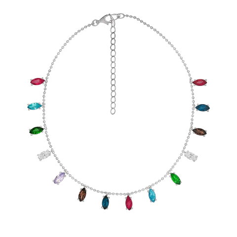 Tobillera Rainbow Cristales en Plata 925 - comprar online
