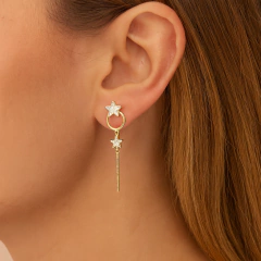 Aros Estrella Fugaz con Cadenita de Oro 18k en internet