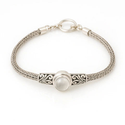 Pulsera Bali con Piedra de la Luna en Plata 925 - comprar online