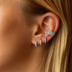 Mini Argollas Huggies Pavé en Plata 925 10 mm en internet