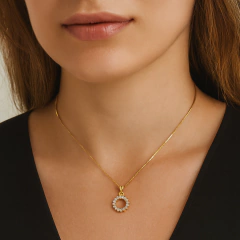 Collar Sol Celestial en Plata 925 Dorada - Il Gioiello 