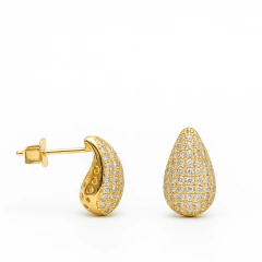 Aros Bottega en Pave 13mm En Plata Dorada - comprar online