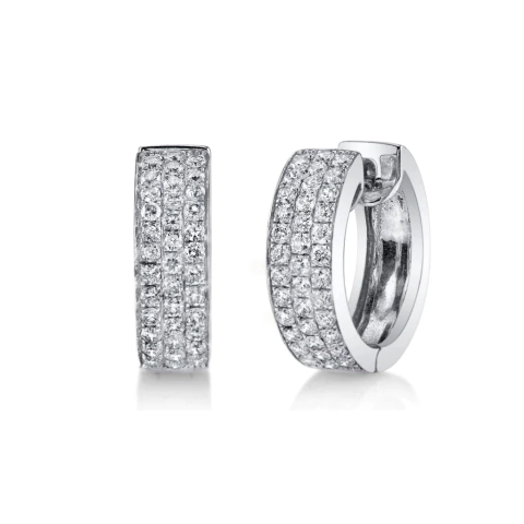 Argollas Huggies Tres Filas Pavé Plata 925 18 mm