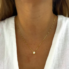 Collar Punto Luz Bisel en Plata 925 Dorada en internet