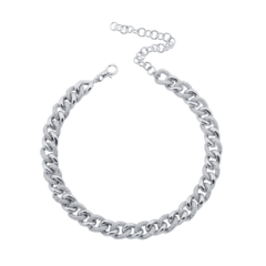 Pulsera Eslabon Cubano Pavé y Plata 925 Unisex