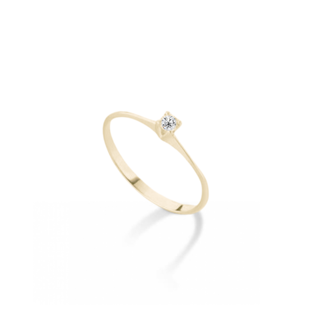 Anillo Petite Diamante Solitario Oro Italiano 18 Kilates thumbnail 2