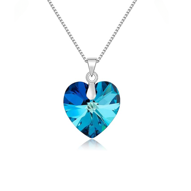 Collar Petite Corazon Bermuda Blue en Plata 925 thumbnail 2