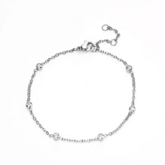 Pulsera Delicada 5 brillantes Acero Antialergico