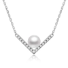 Collar V Perla de cultivo Plata 925
