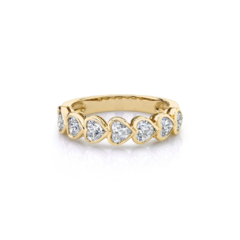 Anillo Medio Sin fin Corazones Plata 925 Dorada