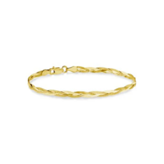 Pulsera Trenzada Diamantada en Plata 925 Dorada Espesor 2 mm