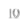 Argollas Petite con Corazon Pavé Plata 925 15 mm