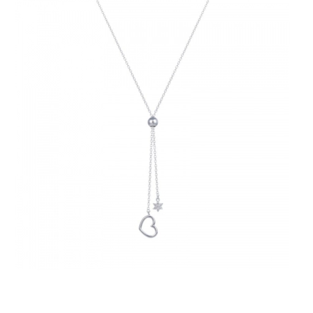Collar Corbatero Corazon Y Estrella Plata 925 thumbnail 3