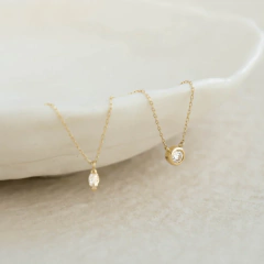 Collar Solitario Punto de Luz en Plata 925 Dorada 4 mm - Il Gioiello 