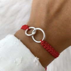 Pulserita Hilo Rojo Inquebrantable Plata 925 y Macrame - comprar online