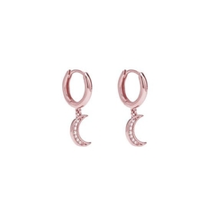 Argollitas Media Luna Plata 925 Rosa