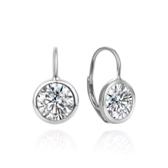 Aros Brisura Cristal Brillante en Plata 925