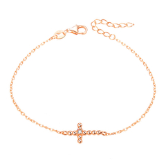 Pulsera Cruz Plata 925 Rosa