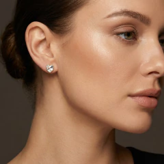 Aros Corazón Crystal Sw en Plata 925 Dorada - comprar online