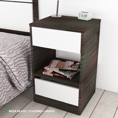 Mesa de luz M03 olmo fidia y blanco