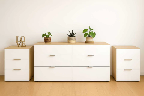 Juego cómoda 6 cajones + dos mesas de lz