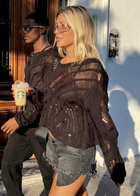 / Sweater Roturas calado CROP