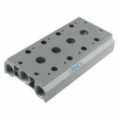 BASE MANIFOLD PARA VALVULAS MICRO 5/2 VIA ROSCA 1/4 SERIE SY7