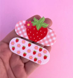 Aplique Morango Hair clip Plano (un)