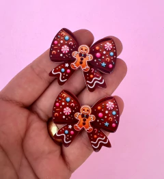 Aplique Acrílico Plano Lacinho Biscoito 4cm (2un)