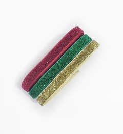 Kit Fita Lurex Esponja 10mm Sanding 3 Cores (2m de cada)