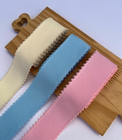 Kit Fita Importada Bordinha Pompom 38mm 3 Cores Amarelo Bebê/Azul Bebê/Rosa Bebê (1 metro cada)
