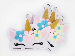 Cabide Unicórnio MDF Branco e Detalhe em acrílico Cand Colors 21,5x20,5cm (un)