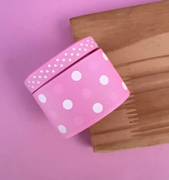 Kit Fita Gorgurão Poá Yama Rosa Bebê 154 - 2 larguras (2 metros cada)