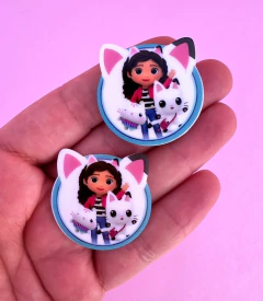 Aplique Acrílico Plano Rostinho Gato turma Gabby (2un)